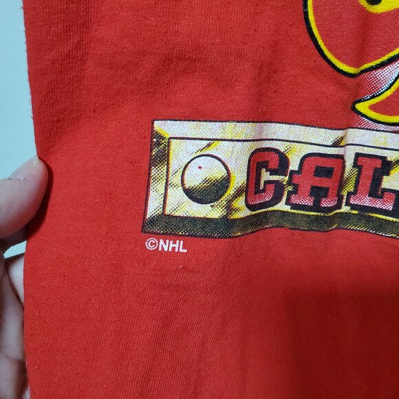 HANES Heavyweight Vintage Calgary Flames T-Shirt Woody Sports NHL Retro Men's XL - Picture 7 of 11